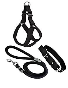 Dog Combo Pack of Harness, Neck Collar Belt and Rope Set